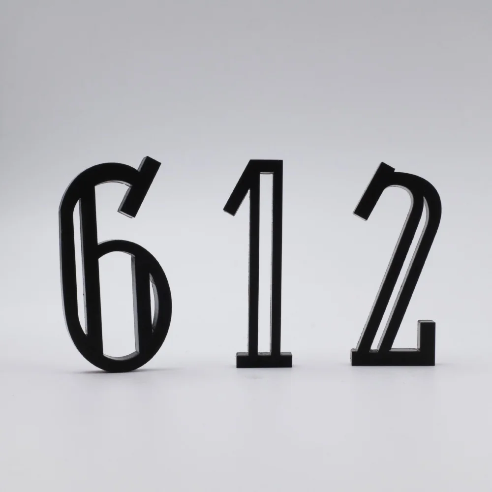 House Number Sticker 7CM Door Plate Black Glossy Self Adhesive Signs Apartment Hotel Office Room Address Mailbox Label