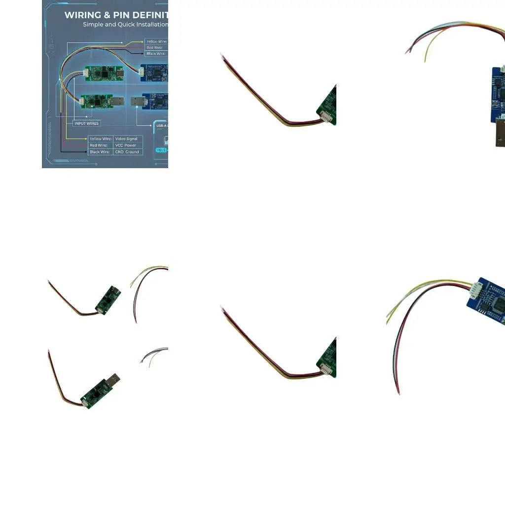 UVC Video Digitizing Module, Video-to-USB Circuit Board with Four-Wire Cable, 720P/1080P Transfer for System Integration D2RC