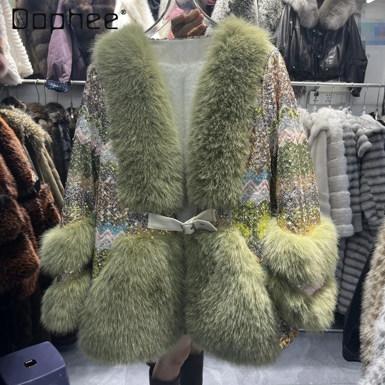 

Eco-Friendly Fur Coat for Women 2025 Winter New European Style Heavy Craft Trendy Parka Fur Integrated Thickened Warm Fur Coat