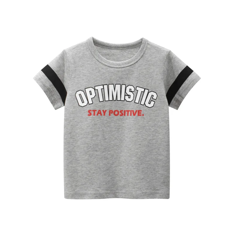 2022 Summer Children Short Sleeve T-Shirts Clothes for Boys Girls Positive Energy Letter Tops Baby Tees Bottoming Shirts