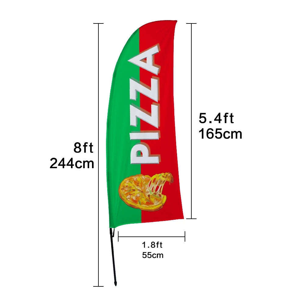 FSFLAG the Pizza Flying Feather Food Flag 55CM * 244CM Outdoor  Business Printed Banner Sign Decoration Designed for Advertising