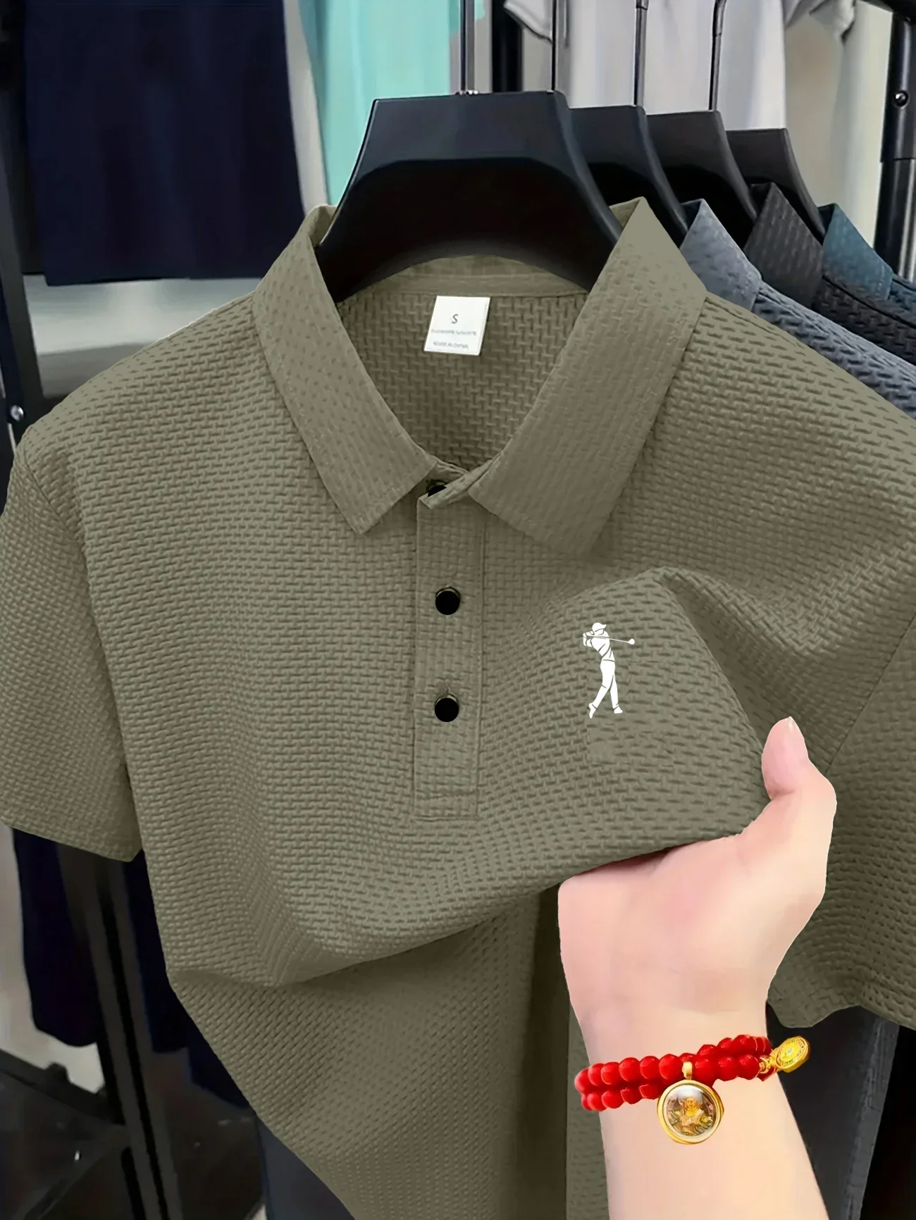 Summer men's casual round-neck shirt - lightweight elastic design, soft and comfortable fabric, short sleeves, fashionable and c