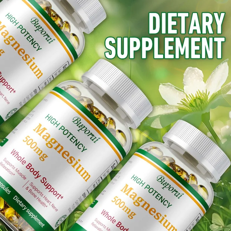 High Potency Magnesium Supplement - Improves Mood, Soothe Nerves, Supports Bone and Muscle Health, Promote Energy Metabolism