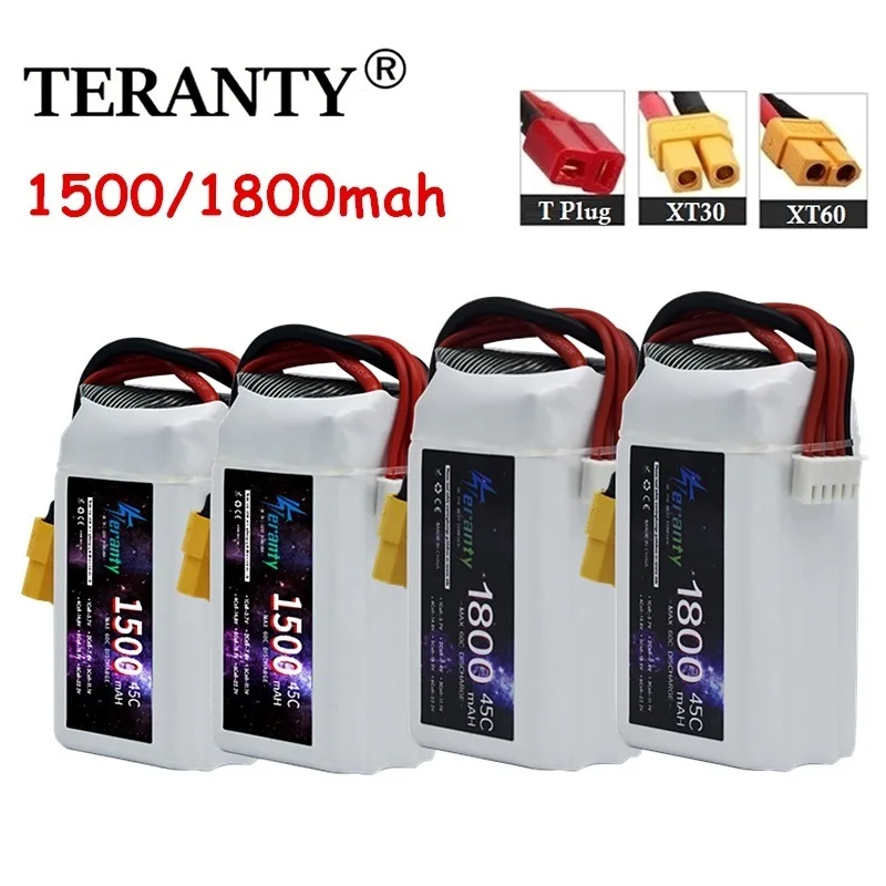 2PCS 14.8V LiPo Battery 4S 1800mAh 1500mAh 45Cfor Freestyle FPV Quadcopter Airplane Parts with XT60 Deans T XT30 Plug