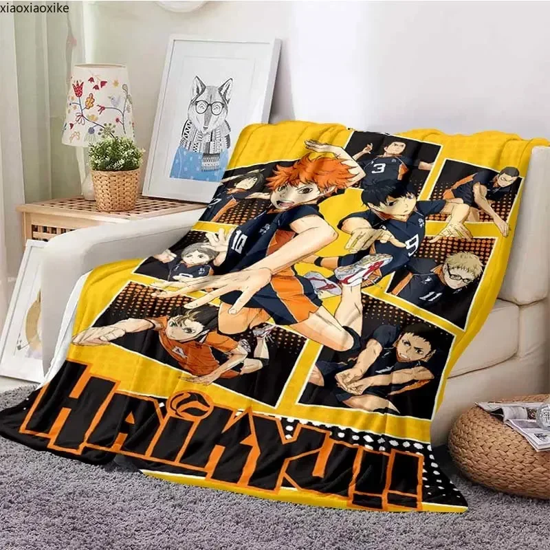 

Volleyball Anime Plaid Haikyuu Blankets Coral Fleece Plush Decoration Miya Atsumu Manga Soft Throw Blankets for Bed Travel Quilt