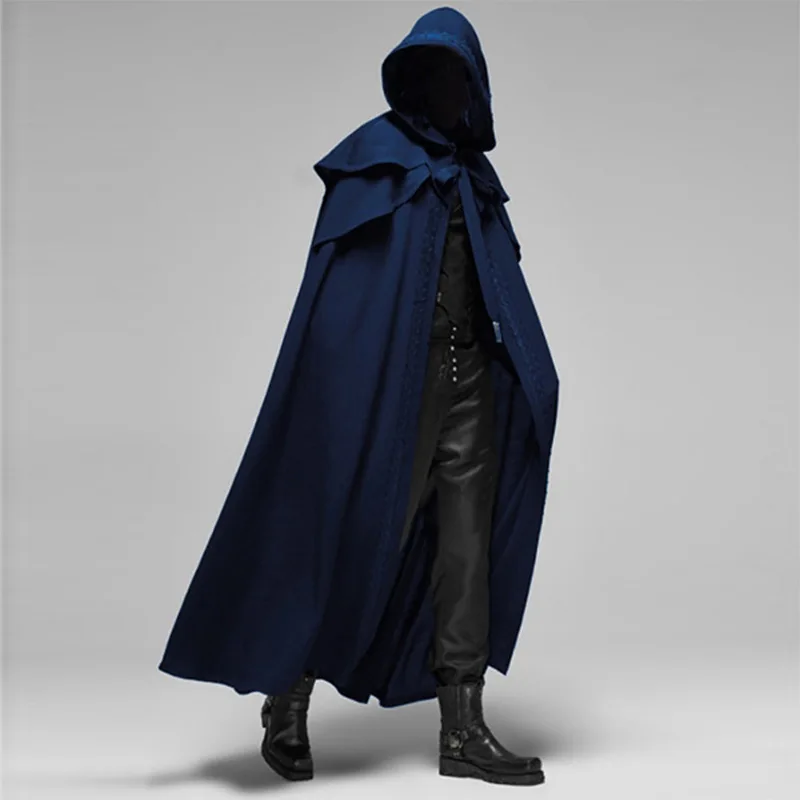 

Halloween Party Medieval Capes Gothic Men's Long Cloak Solid Color Halloween Retro Cosplay Capes Halloween Party Costume Props