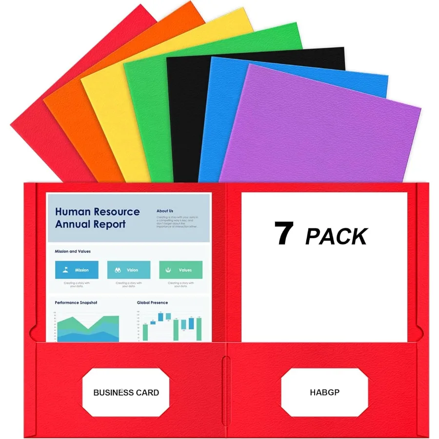 

Two Pot Folders 7 Pack Paper Folders with Pots Fit 8.5 x 11 Letter Size Paper 7 Assorted Colors File Folders with Pots and Busi