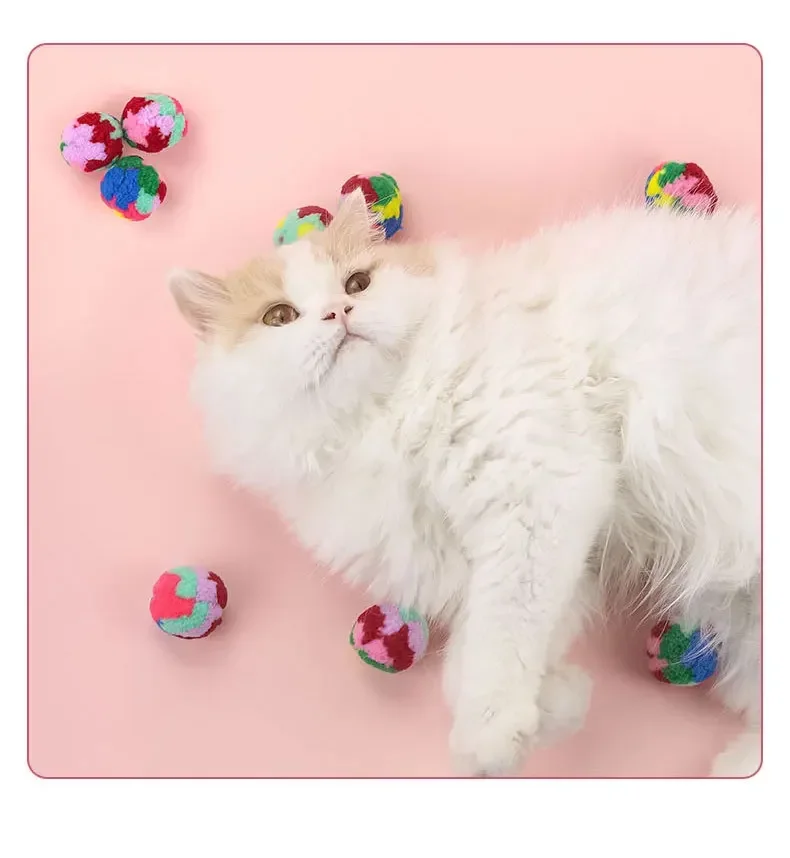 1/10/20PC Colorful Plush Ball Cat Toys Funny Training Mute Wool Ball Plush Poms Ball Tease Pet Cat Throwing Chew Kitten Pet Toy