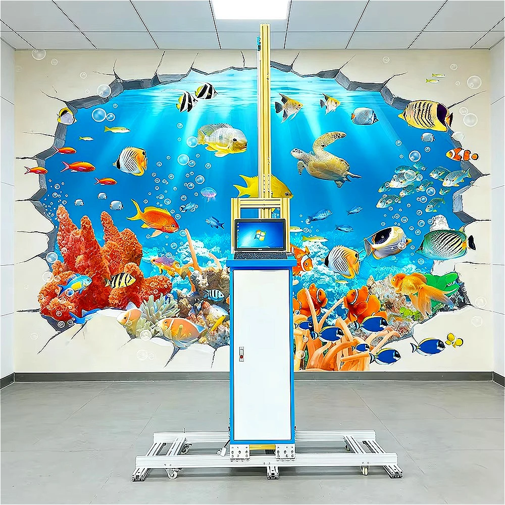 UV Flatbed Wall Printer Vertical Inkjet 3D Painting Machine for Glass Acrylic Wood Metal Stone Canvas Direct Printing Customized