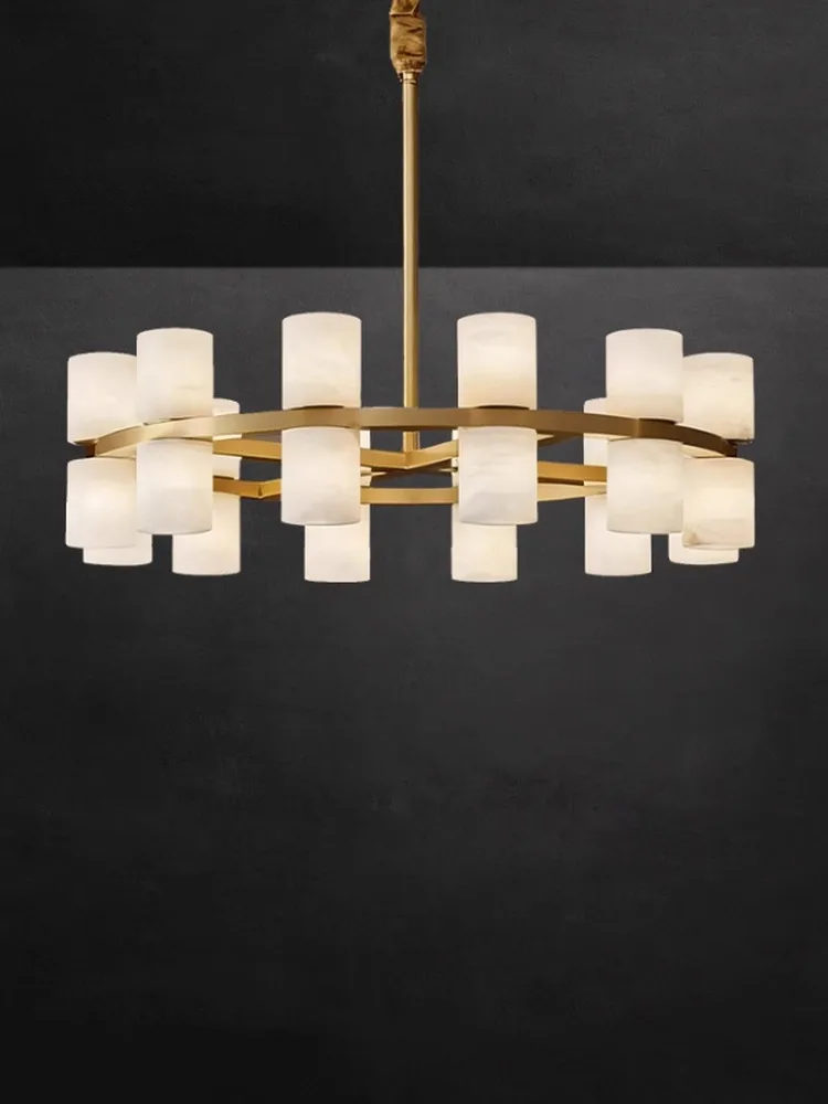 

Natural Spanish Marble chandelier Pendant Lights for Living Room Dining Room Round Alabaster Indoor suspention Lighting Fixture