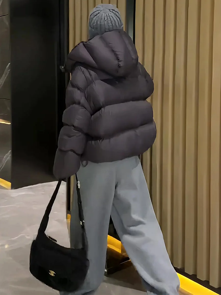 Mujer ey ort Puffer Jaet con capucha 90 blanco Du down Thi Warm Bread Sle Casual suelta ajuste cremallera ket diseño