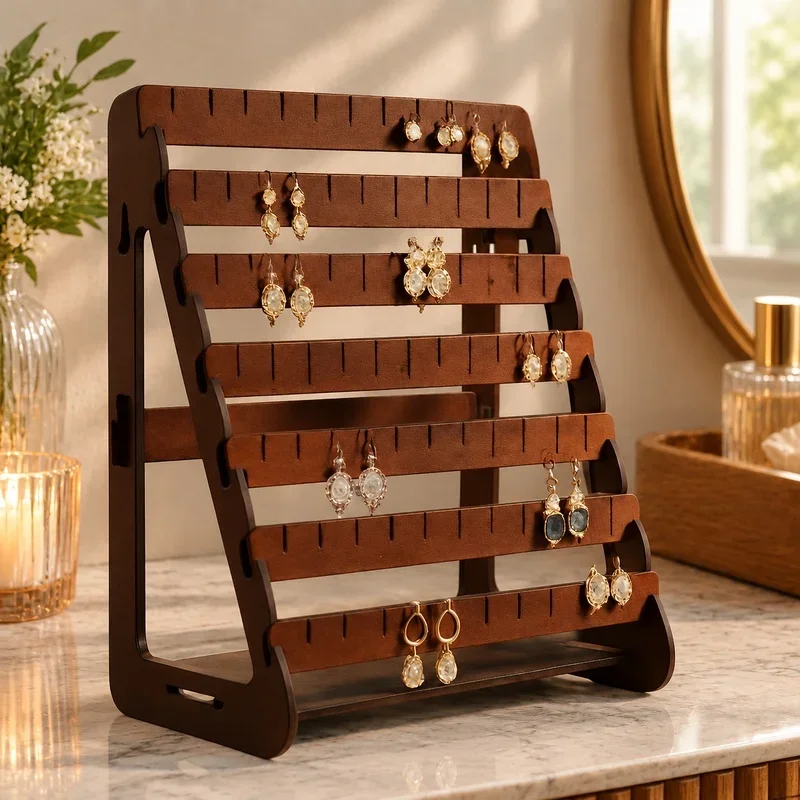 Spacious Earring Organizer Stand for Vanity or Dresser, Durable Jewelry Display Rack