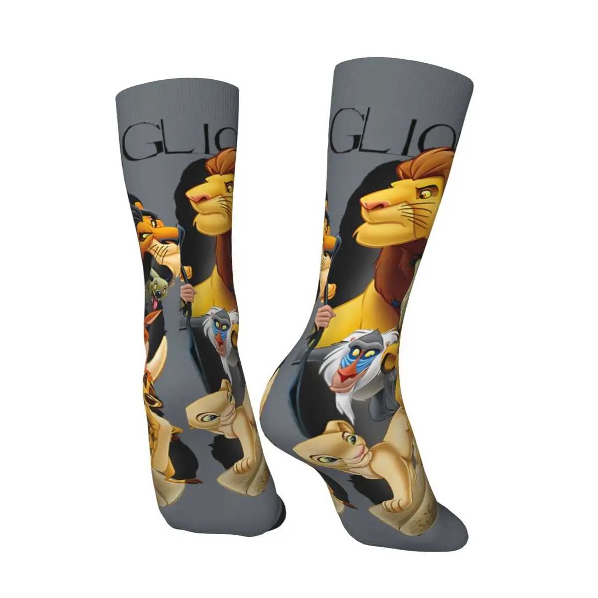 Funny Happy Men's compression Socks Brilliant Retro Harajuku the lion king Hip Hop Novelty Seamless Crew Crazy Sock Gift Printed