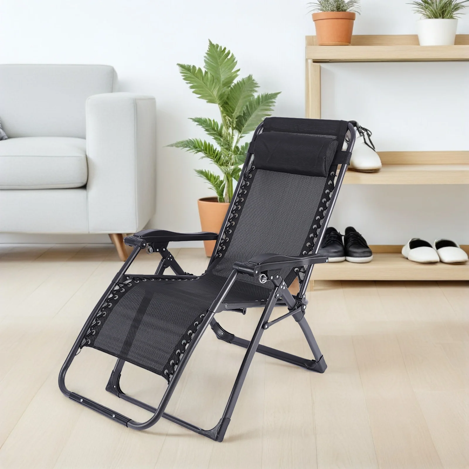 

2pcs Outdoor Leisure Chair Pillow Headrest Premium Durable Supportive Neck Headrest For Folding Deck Recliner Black