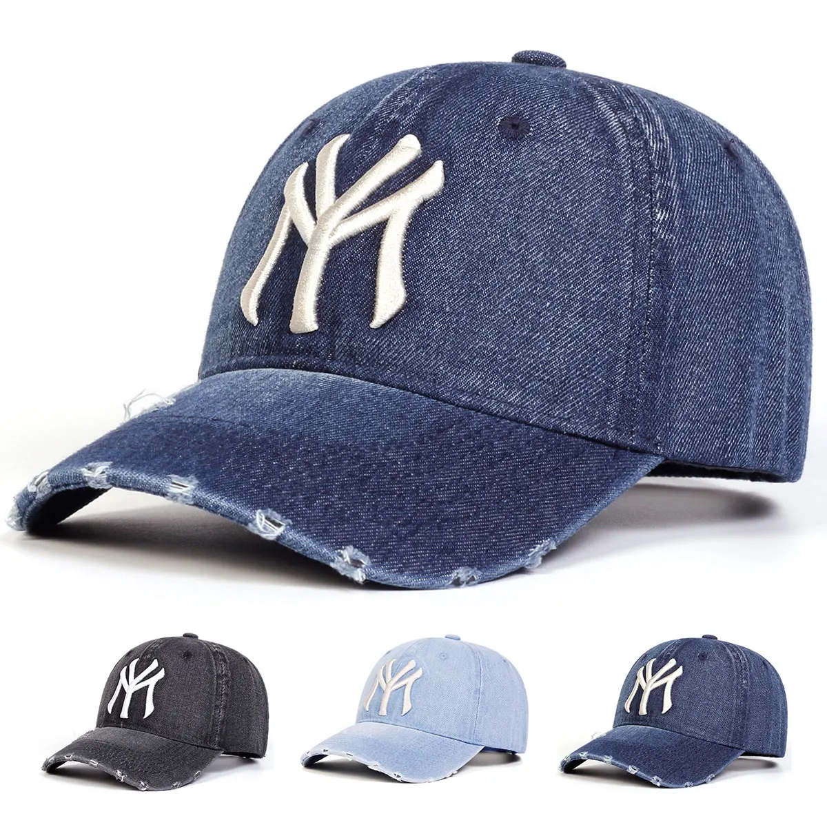 Unisex Letter Embroidery Cowboy Baseball Caps Spring and Autumn Outdoor Adjustable Casual Hats Sunscreen Hat