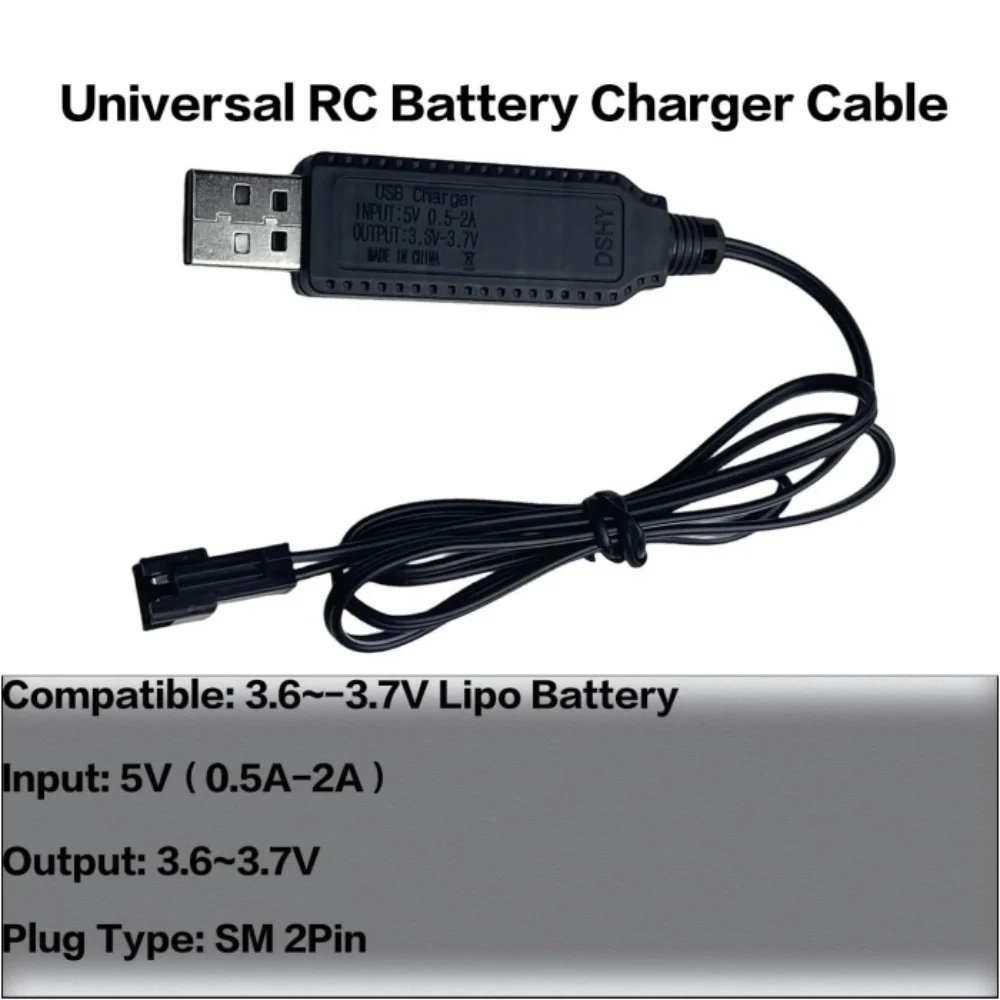 USB Charger Cable For 3.7V Lithium Battery Charger SM-2P Forward RC Car Aircraft Parts RC Quadcopter Toy Aircraft Accessories