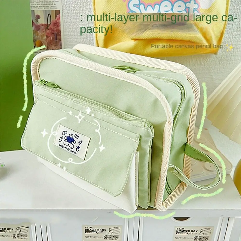 Grande Capacidade Canvas Pencil Bag, Multifuncional Papelaria Organizador, Simplicidade Storage Case, Bolsa para uso do estudante