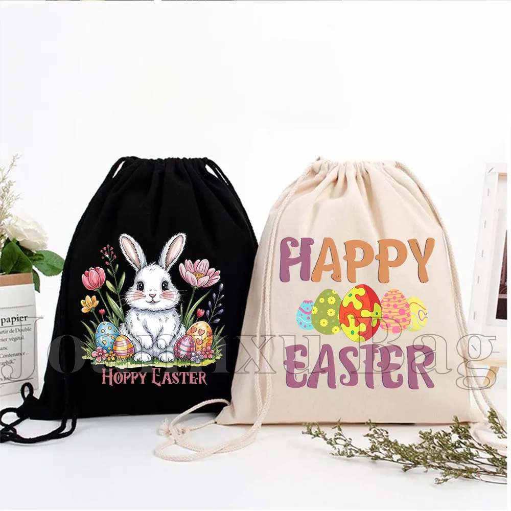 

Peace Love Easter Bunny Colorful Eggs Happy Easter Day Cute Rabbit Moms Girls Gifts Drawstring Bags Soccer Backpack Gym Sackpack