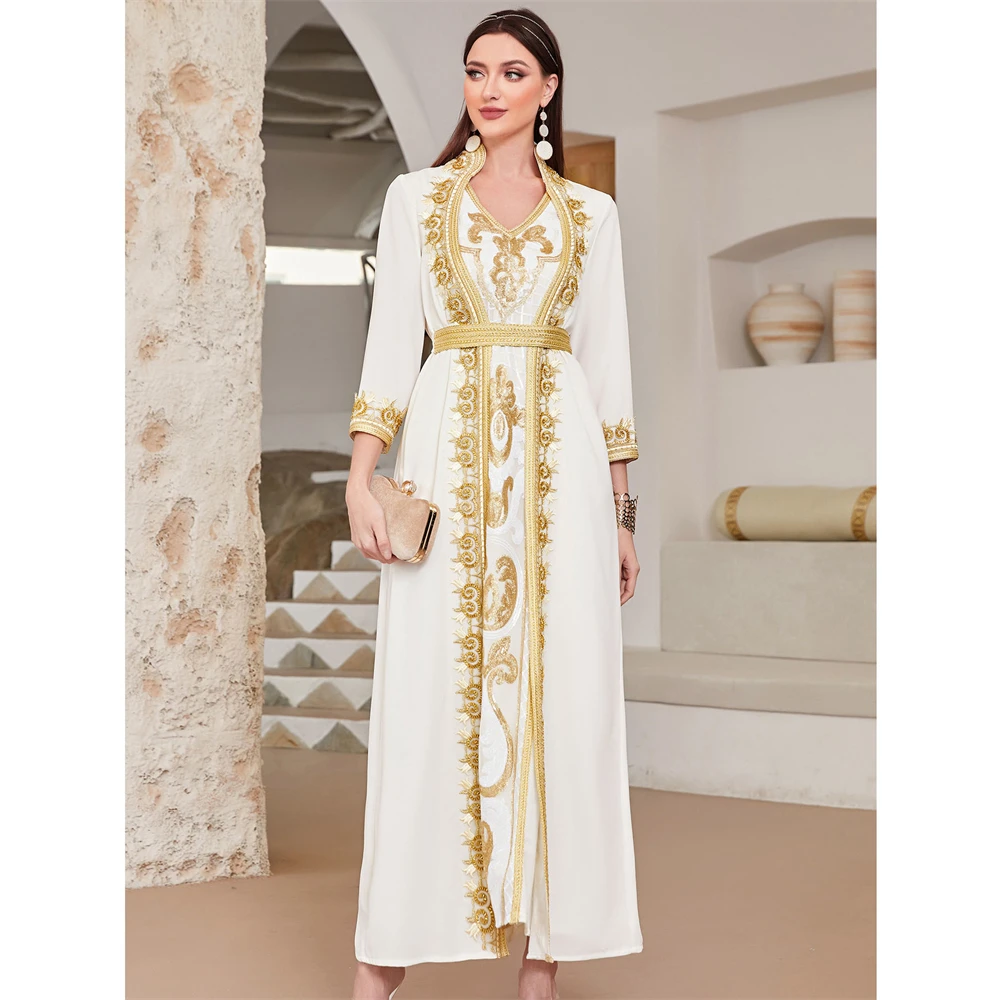 Luxury Party Evening Morocco Elegant Women Muslim Abaya Lace Sequins Long Maxi Dress Turkey Arabic Dubai Kaftan Vestido Party