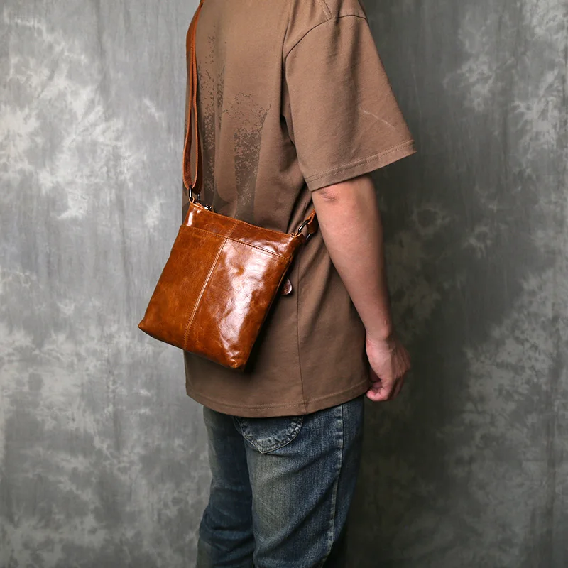

New Top Layer Cowhide Soft Leather Men's Bag Casual Business Leather Vertical Bag Men's Shoulder Bag Crossbody Bag Men's Trend