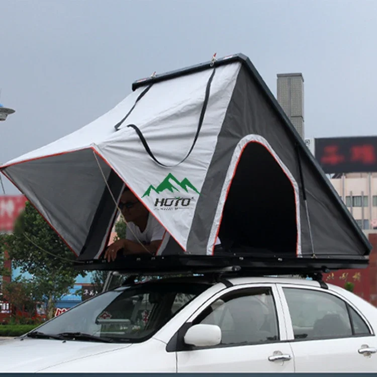 Camping Hiking Accessories Aluminum Triangle Hard Shell Outdoor Rooftent Car Roof Top Tent Rtt For 4 Person Annex Camping