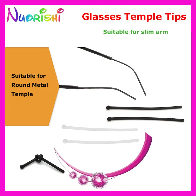 5 pairs Soft Silicone Anti Slip Glasses Temple Tips For Slim Metal Arm Eyeglasses T3030