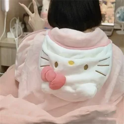 New Cute cartoon anime Hello Kitty hooded air conditioning blanket student dormitory office cape blanket home pajamas girl gifts