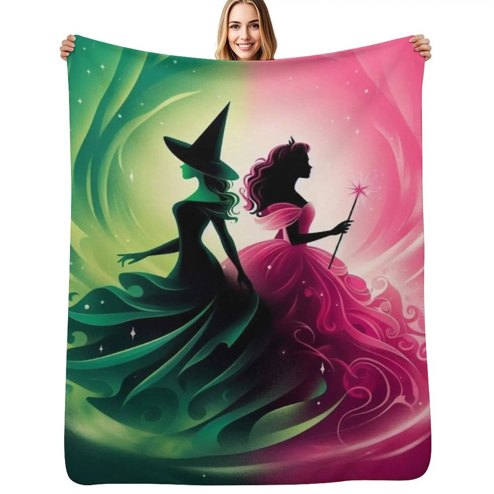Elphaba & Glinda Wicked the Musical Defying Gravity Throw Blanket Cozy Warm Blanket for Bed Room Decor