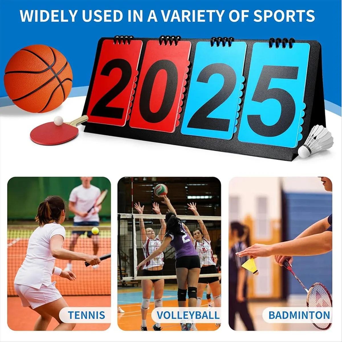 【A75U~】 Portable Multi-Sport Scoreboard , 4-Digit Counter Score Keeper for Basketball/Baseball/Volleyball/Soccer