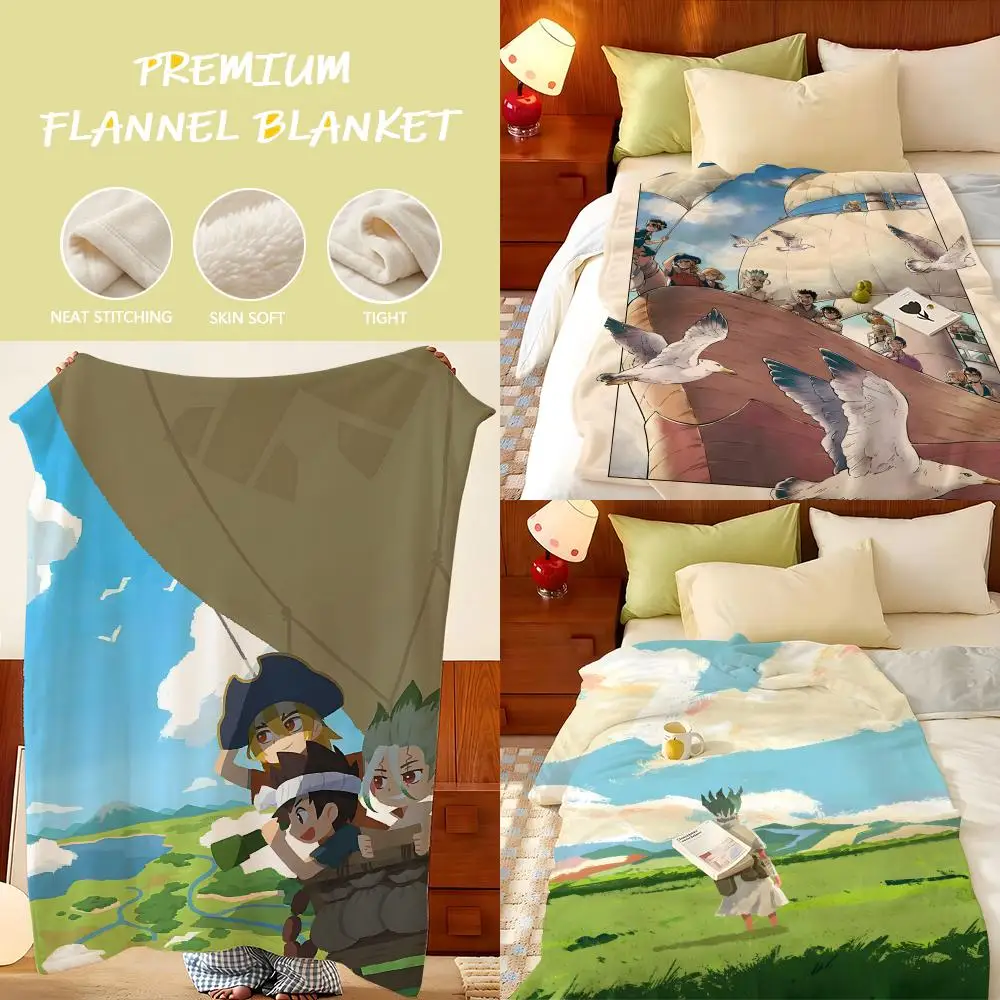 Anime D-Dr-r S-STONE-e Throw Flannel Throw Blanket, Lightweight Cozy, Durable Washable cute Cool