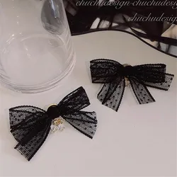 Elegant Black Lace Earrings Charm Bowknot Stud Earrings For Women Girls Fashion Unusual Jewelry Ear Accessories