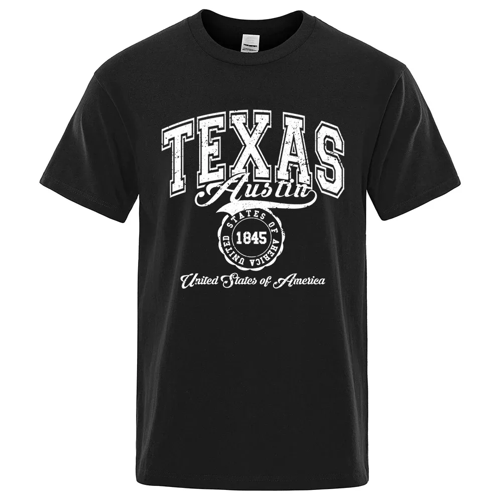 Texas Austin United States of America Tshirt Men Women T-Shirts Hip Hop Breathable T-Shirt Casual Tee Clothes 100% Cotton Tops