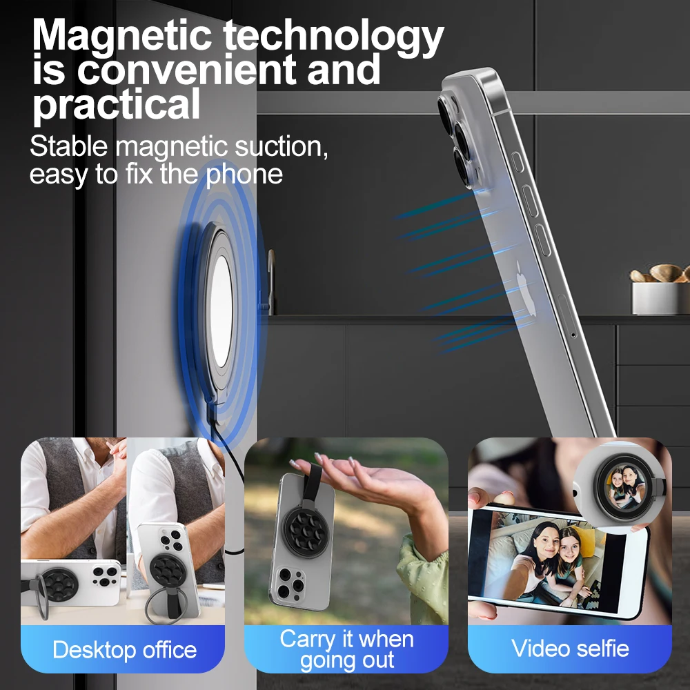 2025 Dudukan Ponsel MagSafe Dua Sisi untuk iPhone 15/16/17, Lipat 360 °   Stand Berputar dengan Magnet Kuat & Dukungan Pegangan Jari