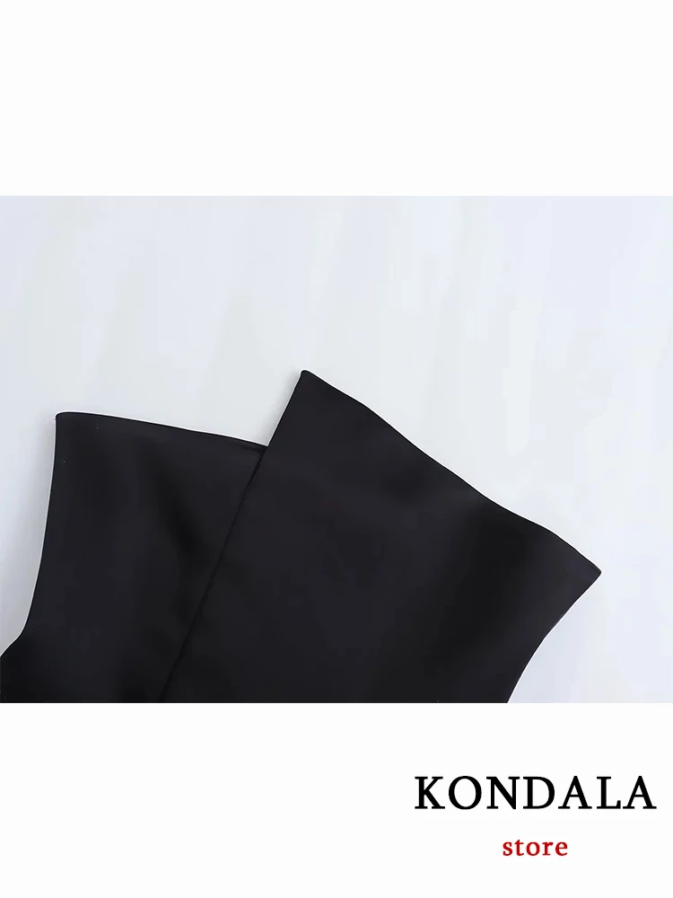 KONDALA Chic Asymmetrical Solid Black Women Short Top Fashion 2023 Summer Zip Sheath Elegant Sexy Strapless Slim Y2K Mujer Top