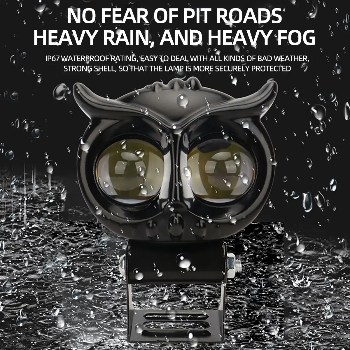 Owl Shape Motorcycle Spotlights Headlight Dual Color White Yellow Hi Lo Beam Projector Lens Led Fog Lamp 4 Modes Running Lights image 4