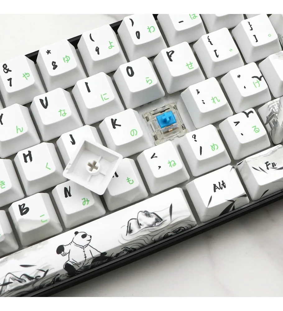 Ink Panda Japanese Keycap OEM Height PBT Five-Sided Sublimation Adaptation 61 64 68 87 104 108
