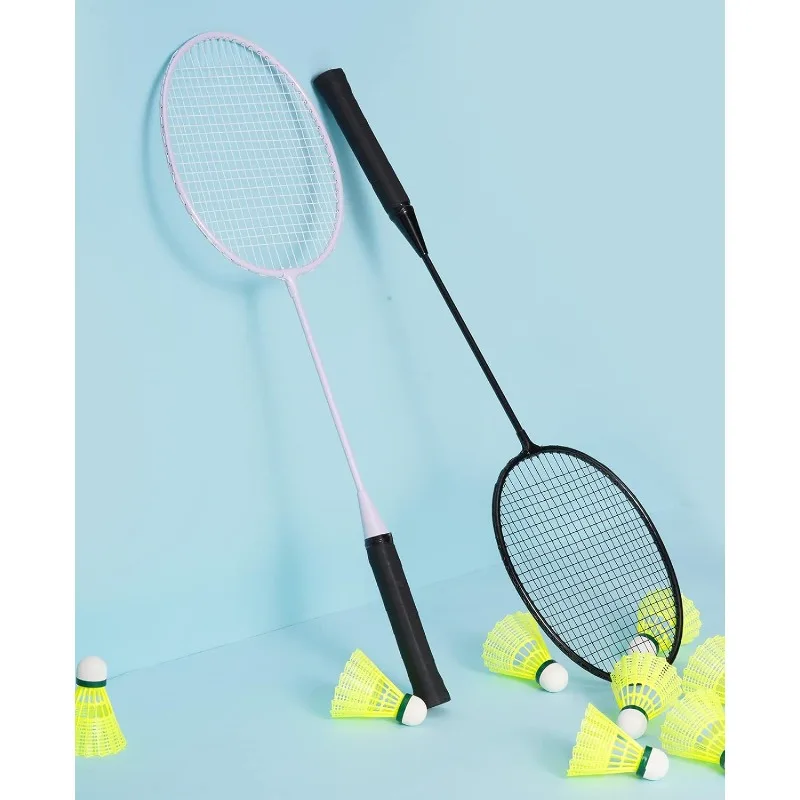 

Badminton Rackets Set with 6 Shuttlecocks, Lightweight Badminton Set of 6 for Outdoor Backyard Games