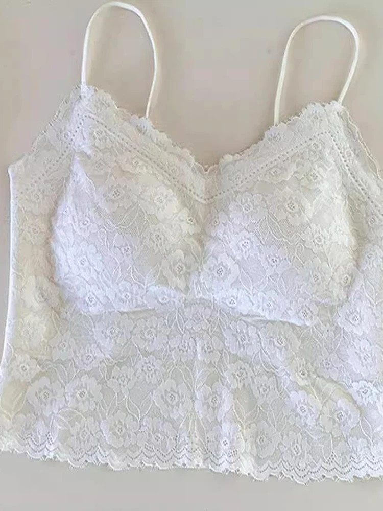 Lace Strap Vest Women's Inner Wear Fixed Cup Base Underwear Spring Summer Sle Anti-Light Beautiful Ba Tube Top