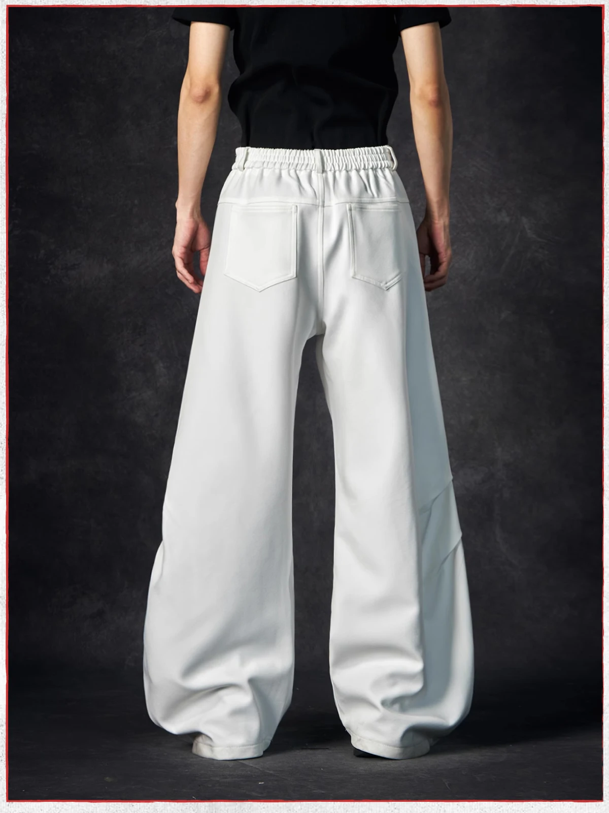 High Street Pant Men's Fashion Casual White Versatile Loose Slightly Flared Pants Trousers with Pleated Layered Feel