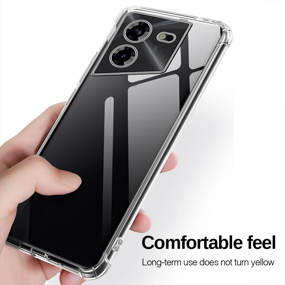 Transparent Airbags Armor Shockproof Coque For Tecno Pova5Pro Pova5 Pova 5 Pro Free Fire 4G Case TPU Soft Frame Protect Fundas