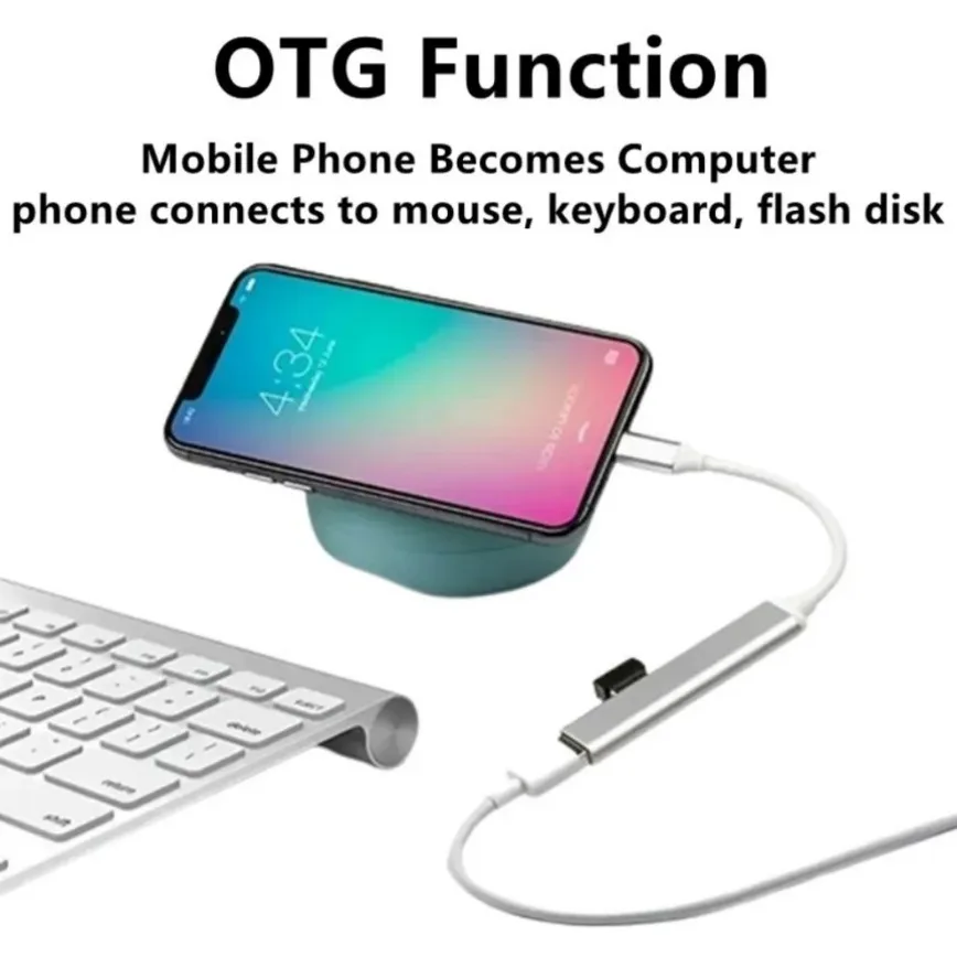 USB 3.0 Hub 4 Ports Type-C HUB USB A Splitter Expander for Mouse Keyboard Flash Drive U Disk Printer Laptop Desktop PC and More - Image 4