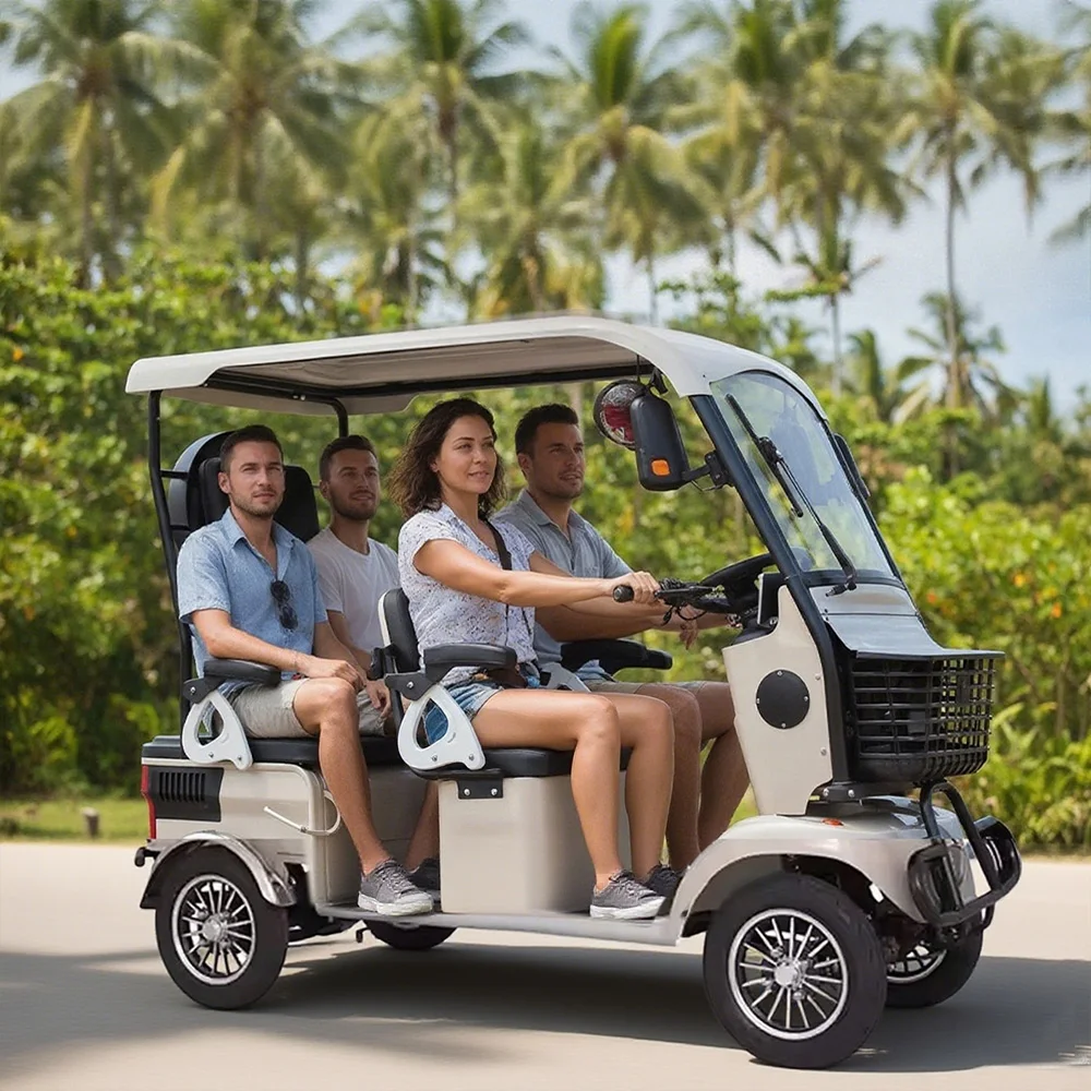 4 Wheels Urban Commuting Electric Quadricycle Shockp Roof Mini Electric Scooter Car Golf Trolleys for Adults