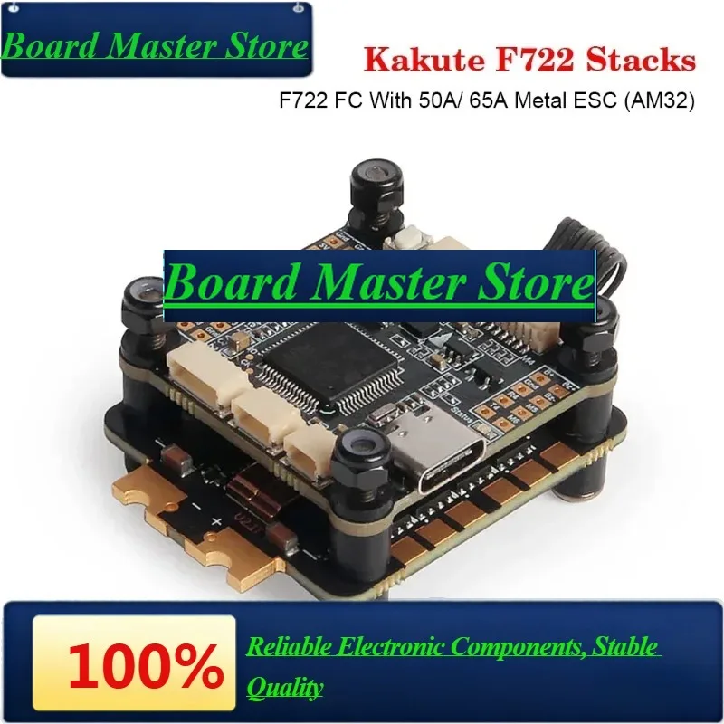 BaMasHolybro Kakute F722 Stacks F722 Flight Controller With Tekko32 F4 4in1 50A/ 65A Metal ESC AM32 30.5x30.5mm 4-6S For RC FPV