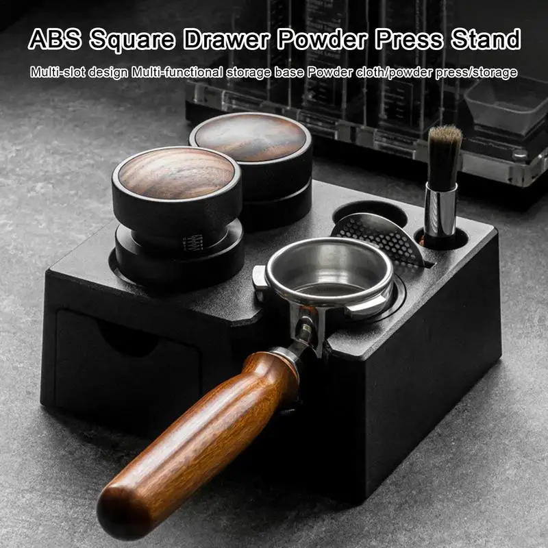 Espresso-Tamper-Halter im quadratischen ABS-Schubladenstil, Basis für die Kaffee-Tamper-Station aus ABS, Ständer für Espresso-Tampermatten, Universalgröße