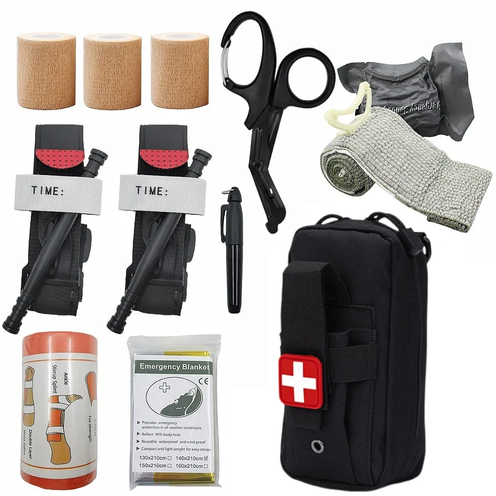 

Tactical Survival First Aid Kit Molle Outdoor Gear Emergency Kits Trauma Bag Camping Hunting Disaster Adventures Survival Kit