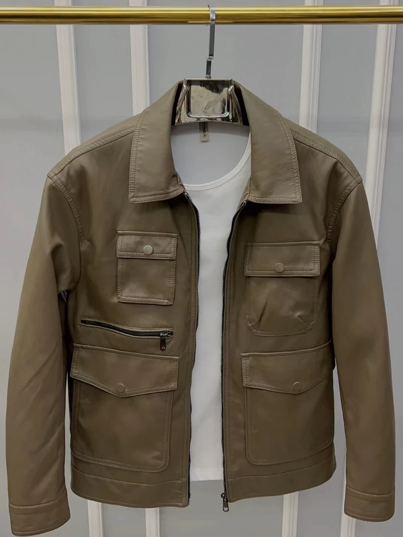 

Faionable PU Leather Jaet Men's Spring Autumn New Sle Collared Outerwear Versatile Personali Trendy Ele Youthful