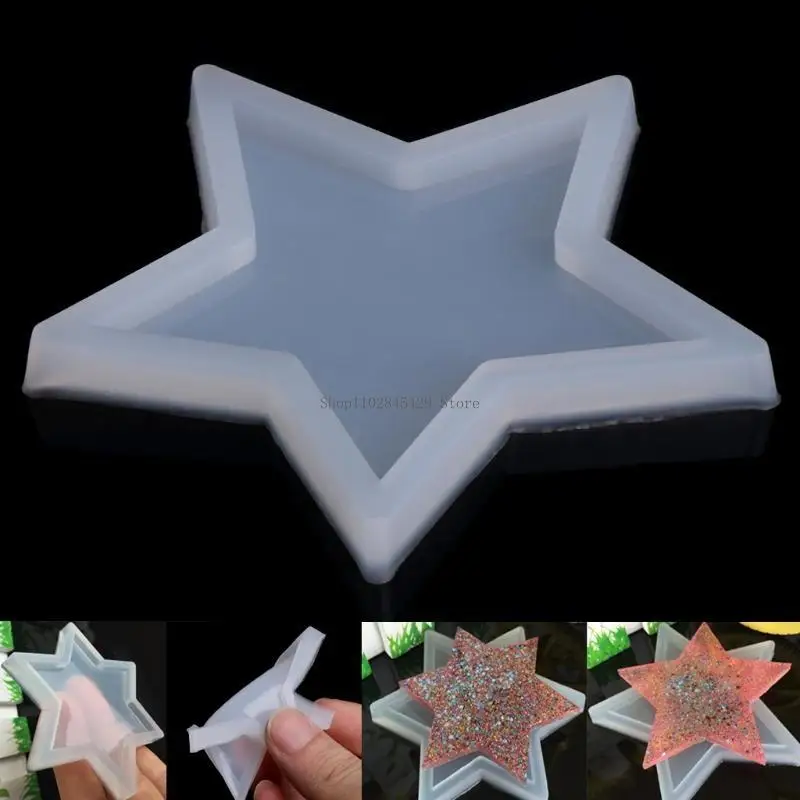 

Shiny Glossy Five-pointed Star Ornaments Silicone Epoxy Resin Mold DIY Keychain Pendant Jewelry for Valentines Gift