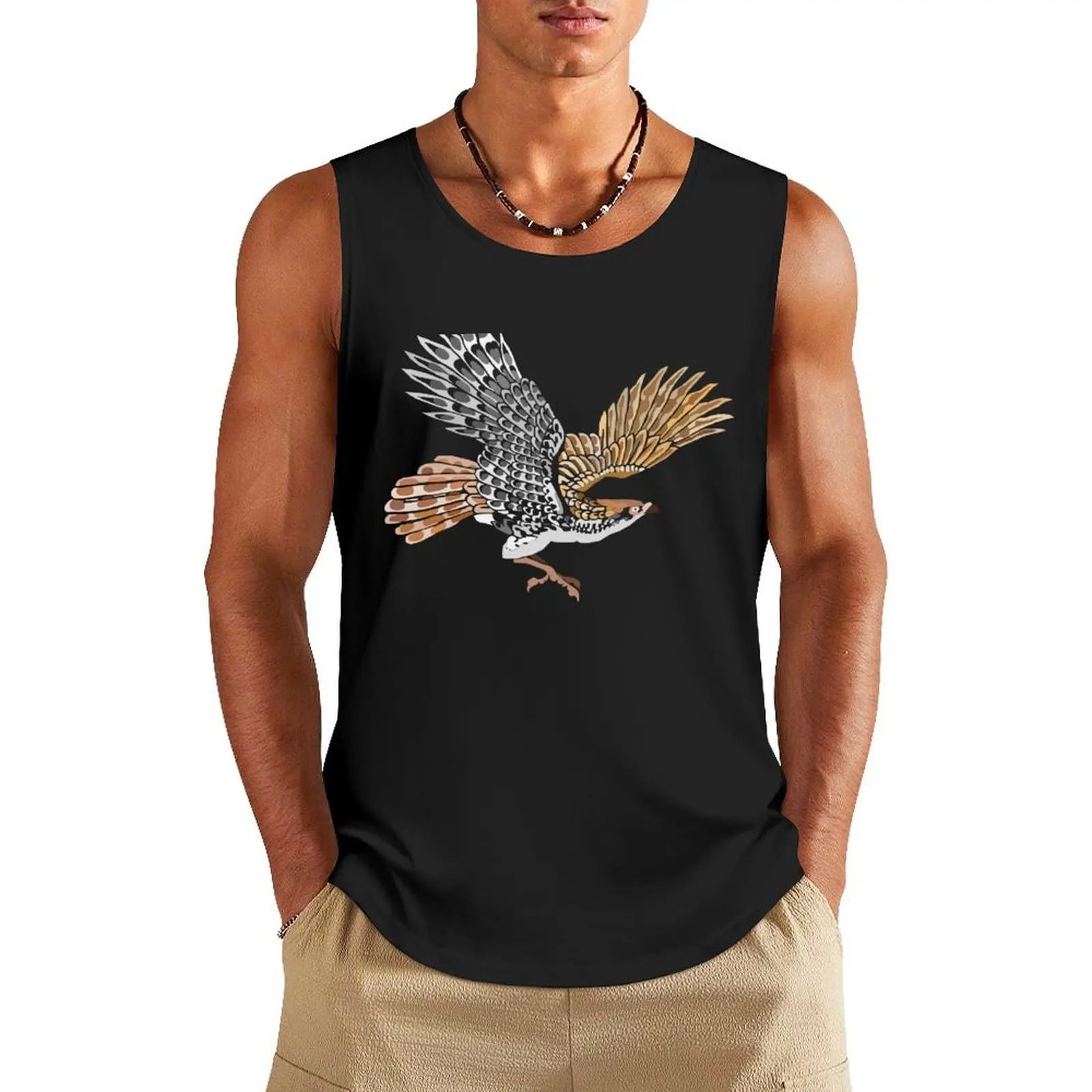 

Red Tailed Hawk, Japanese Style Hawk, Hawk Tattoo Tank Top T-shirt men Fitness men clothing Sports shirt man gym shirts