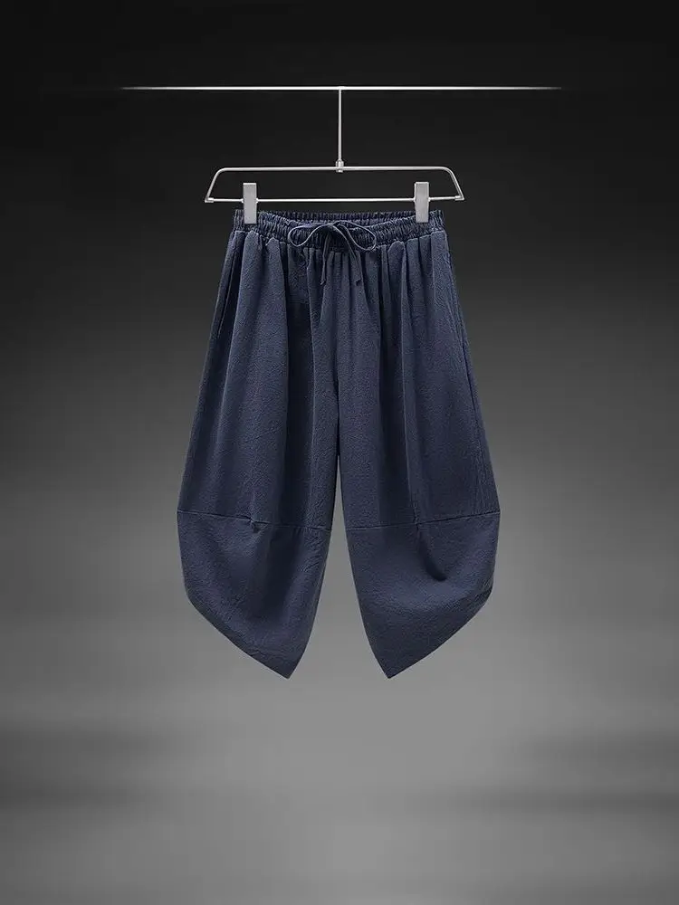 

New 2025 Men's Loose Fit Summer Casual Harajuku Sle Seven-Foot Pants Wide Leg Lantern Pants Japanese Sle Ethnic Clothing