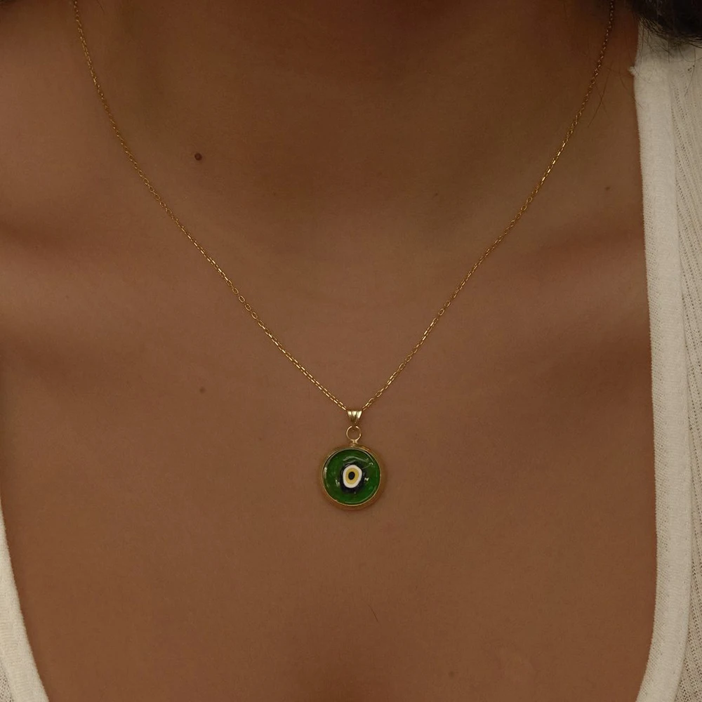 

Lost Lady The Green Acrylic Evil Eye Pendant Necklace Jewelry Direct Sales